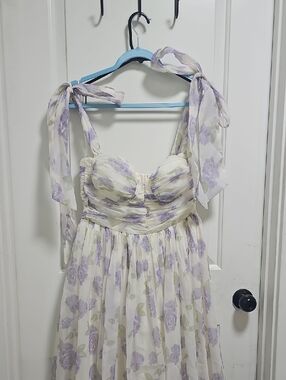 Petal & Pup Ivory Dress with Lavender Floral Print L